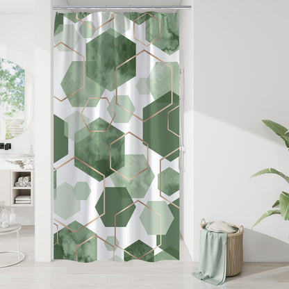 Litabel Sage Green Geometric Shower Curtain for Bathroom, 72x72