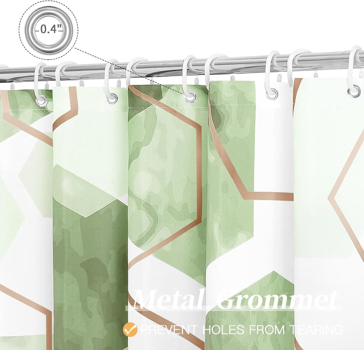 Litabel Sage Green Geometric Shower Curtain for Bathroom, 72x72
