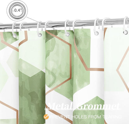 Litabel Sage Green Geometric Shower Curtain for Bathroom, 72x72
