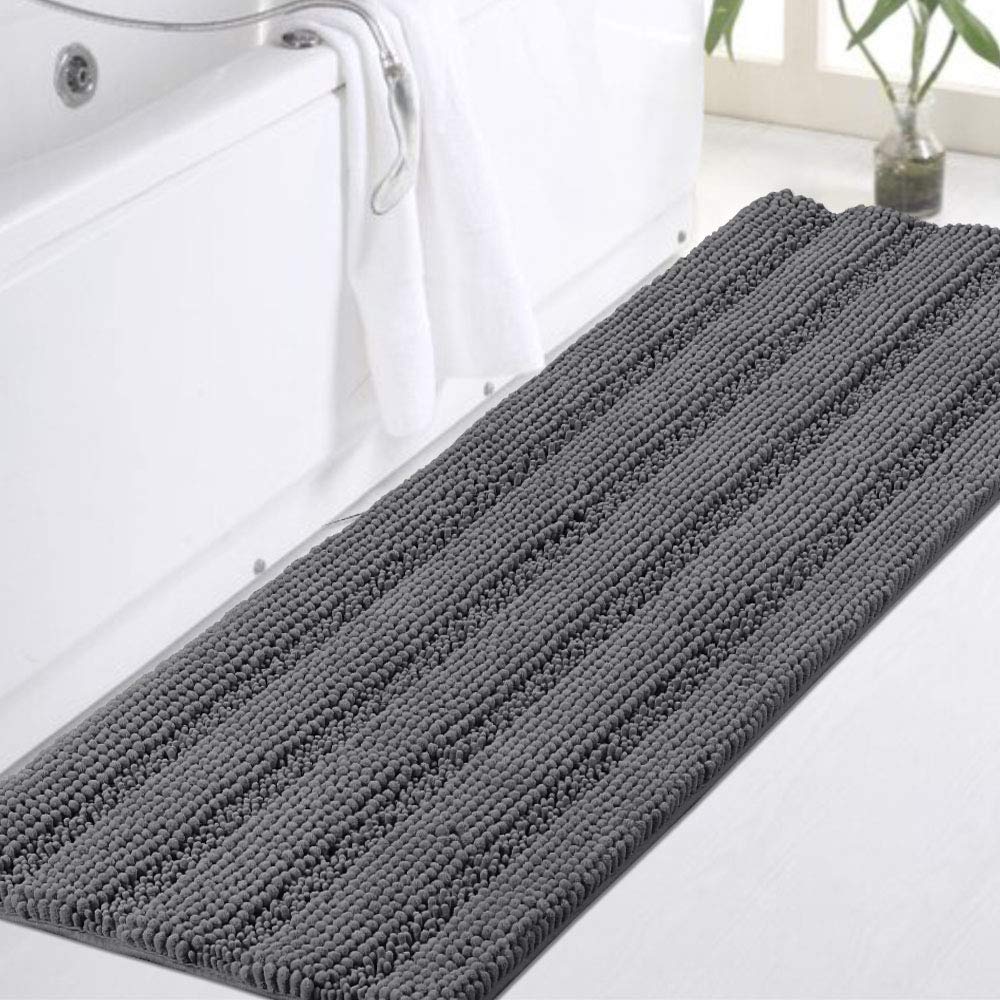 Turquoize Bathroom Runner Rug 17"x47", Soft Absorbent Chenille Bath Rug