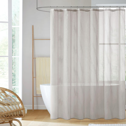 Madison Park Anna Sheer Shower Curtain for Bathroom, 72 x 72, Ivory