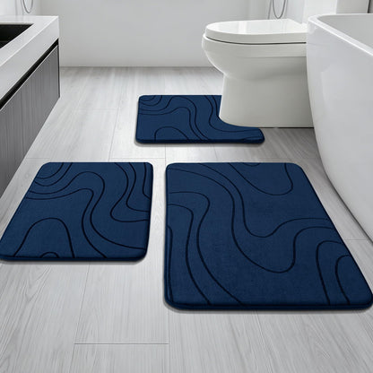 YIHOUSE Bathroom Rugs Sets 5 Piece - Memory Foam Bath Mat, Dark Grey