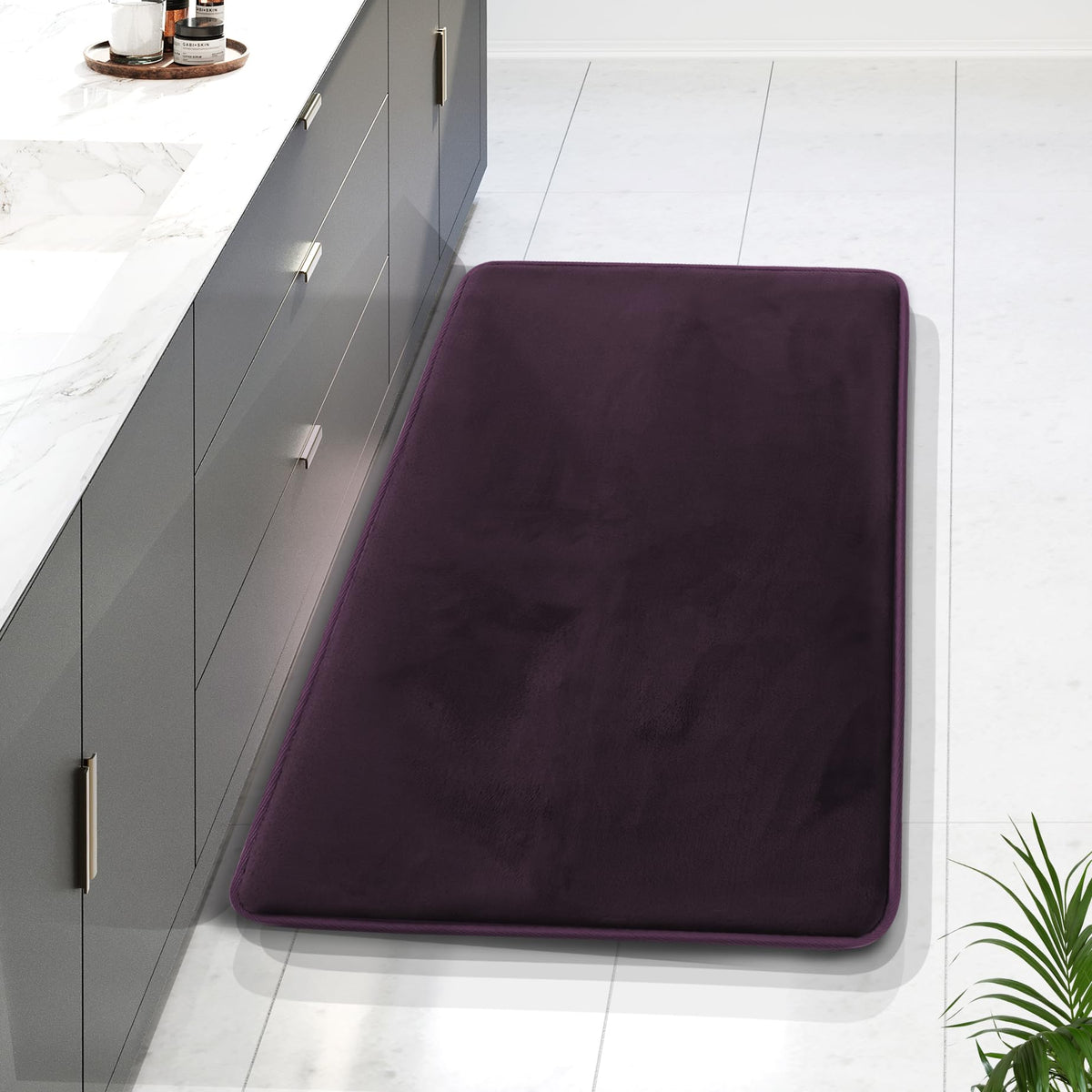 Clara Clark 3 Piece Bathroom Rugs Bath Mat Set, Velvet Memory Foam Bath Mats for Bathroom - Non-Slip, PVC Backing Bath Rugs, Washable - Dries Quickly, Green