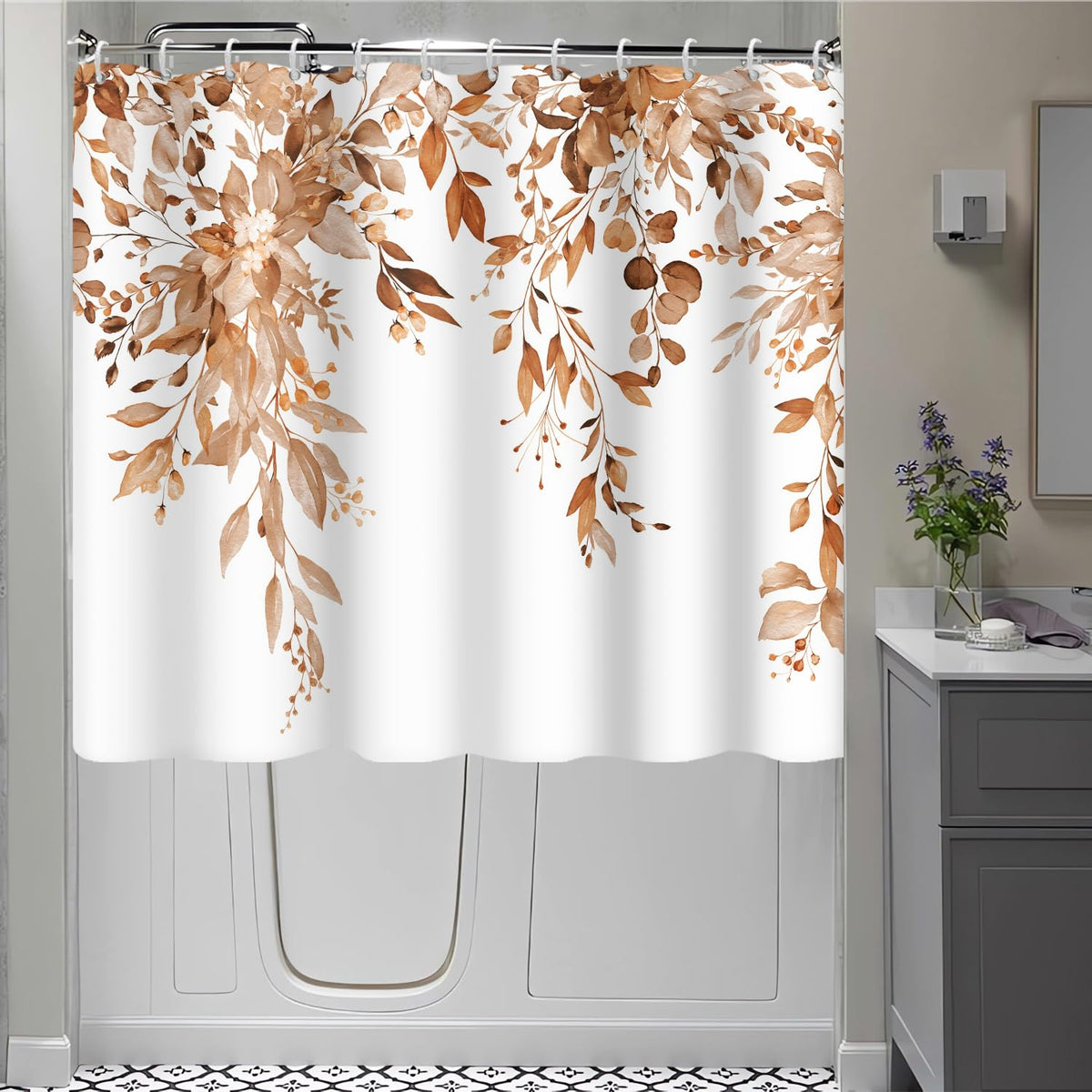 Blue and Green Eucalyptus Shower Window Curtain 40x36 Inch