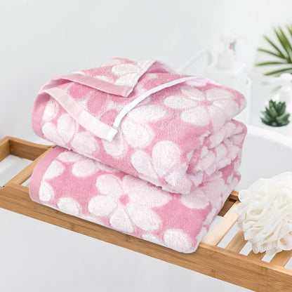 Pink Bath Towels Set of 2, Super Absorbent & Decorative 27.5x55 Inches