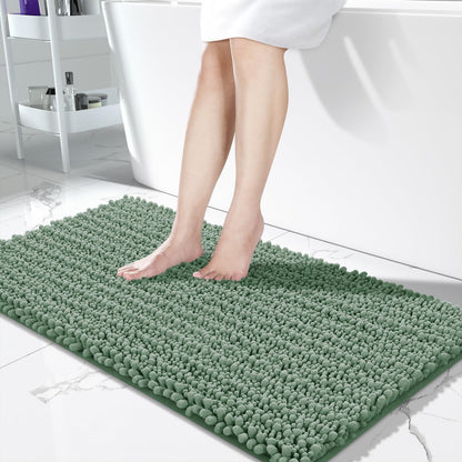 Yimobra Bathroom Rugs Non Slip Washable 32x20 Inch - Ultra Soft Absorbent Chenille Bath Mat, Quick Dry Shaggy Floor Carpet for Tub Shower, Gray Home Decor Accessories