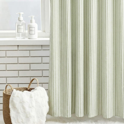 Mindsoft Stripe Curtain, Green and White, 72 x 72 Inches, Stripe