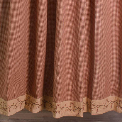 Berry Vine Gingham Barn Red and Nutmeg 72" x 72" Cotton Shower Curtain