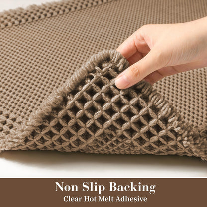 RESARE Waffle Bathroom Runner Rugs, Non Slip Boho Bath Mat 24"x72" Brown