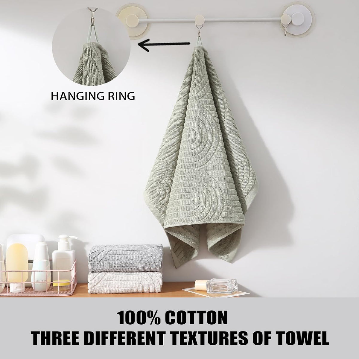 Boho 100% Cotton Towels - 3 Pcs 16 x 26 inches Hand Towels Set Ultra Soft and Highly Absorbent for Bathroom or Kitchen, Hotels, Spa