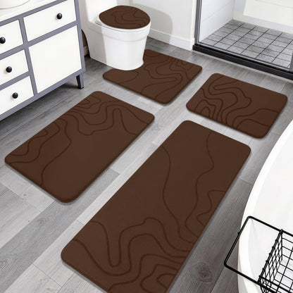 YIHOUSE Memory Foam Bathroom Rugs Sets 2 Piece, 32"x20"+24"x17", Dark Grey