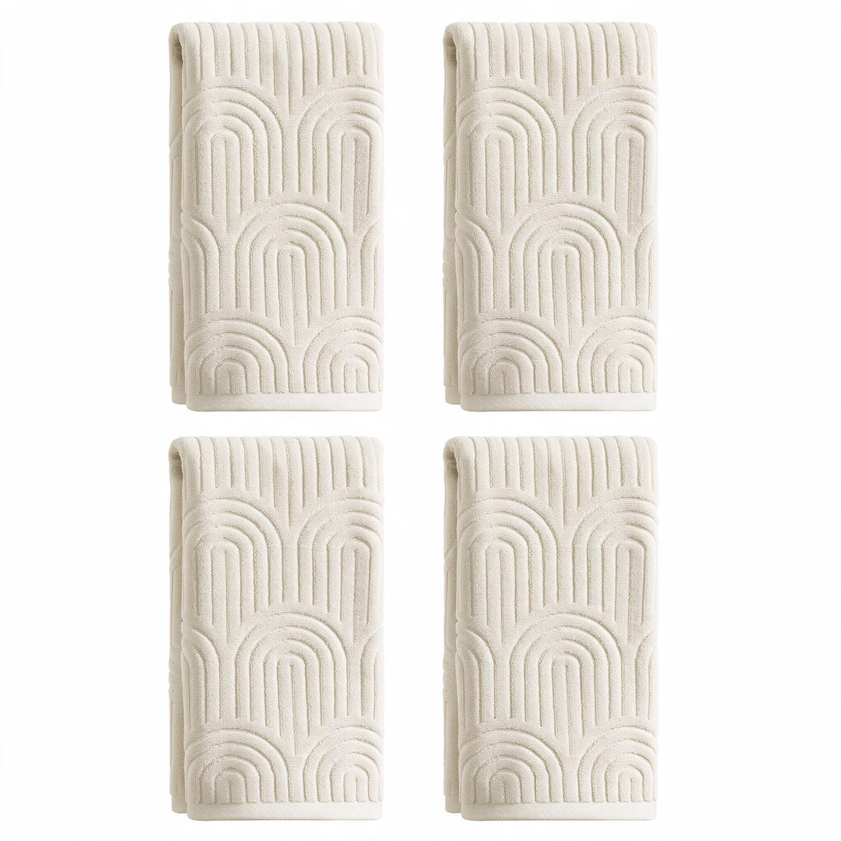 Artoid Mode 2 Pcs Caramel 3D Arched Stripes Jacquard Hand Towels for Bathroom, 100% Cotton Soft Absorbent Bathroom Decor Towels, 13.7 x 29.5 Inch