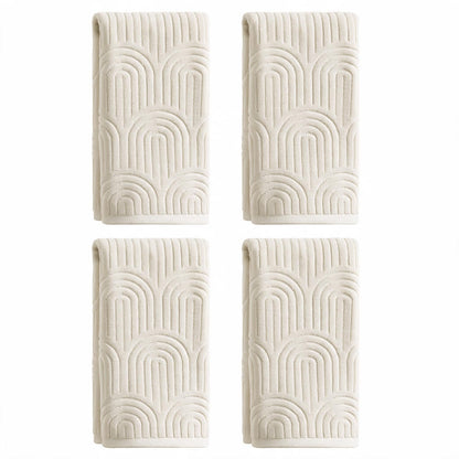 Artoid Mode 2 Pcs Caramel 3D Arched Stripes Jacquard Hand Towels for Bathroom, 100% Cotton Soft Absorbent Bathroom Decor Towels, 13.7 x 29.5 Inch