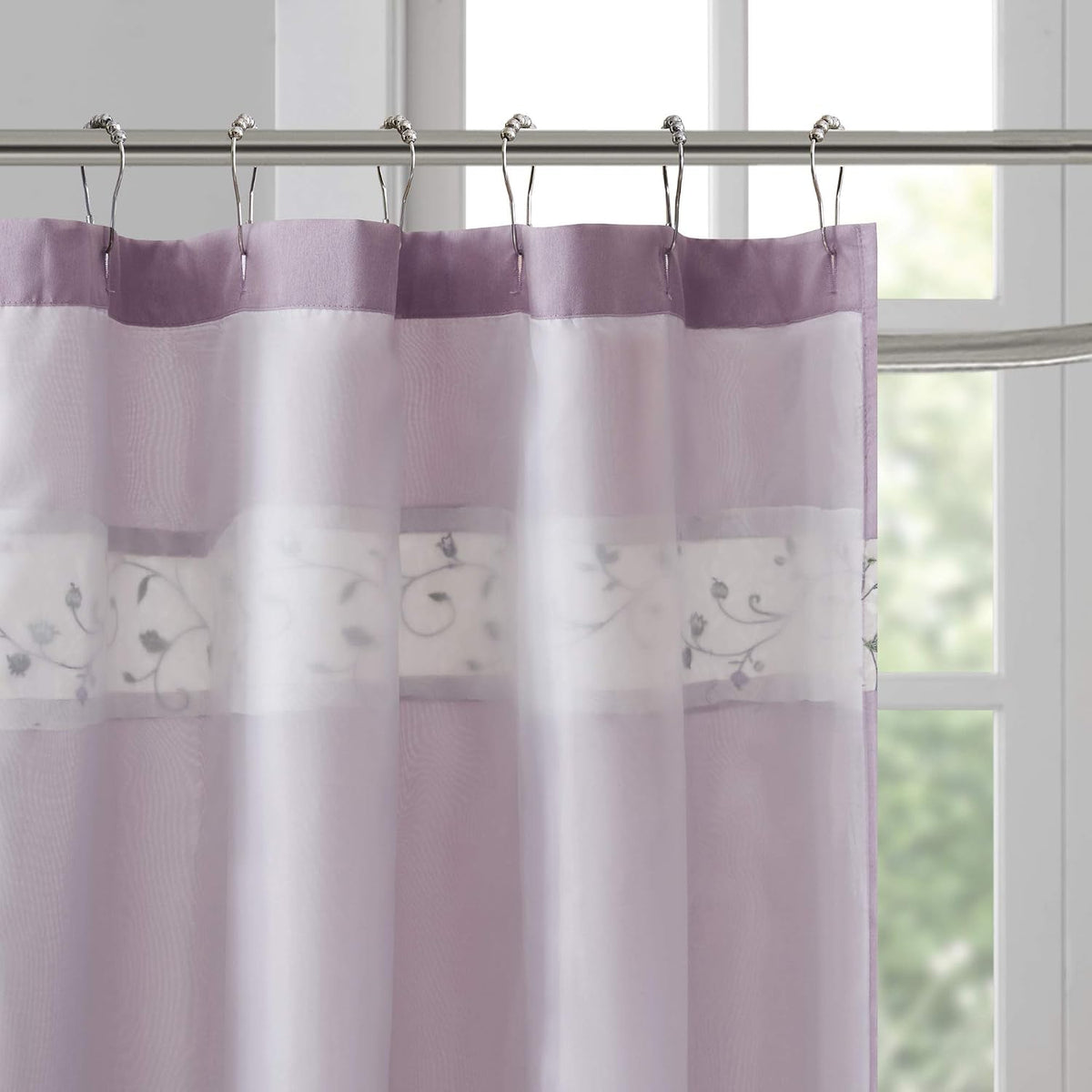 Madison Park Serene Shower Curtain for Bathroom, 72 x 72, Purple