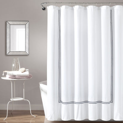 Lush Decor Hotel Collection Shower Curtain Single 72" W x 72" L White & Black - White Shower Curtains for Bathroom - Bathroom Curtain - Modern Decor