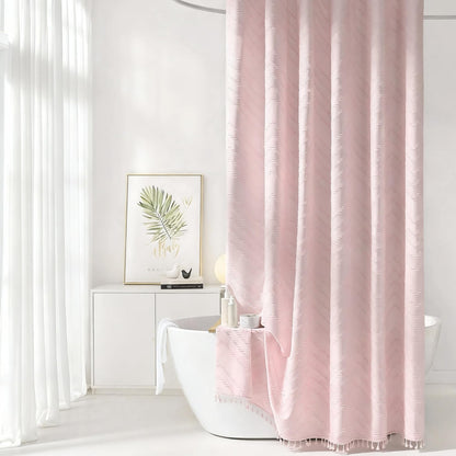 Siiluminisoy White Shower Curtain Fabric Boho Shower Curtain Cloth Textured Tufted Chevron Elegant Shower Curtains Waterproof for Bathroom 72" x 72"