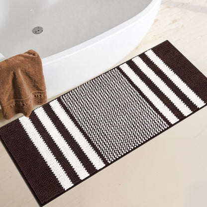 BSICPRO Bathroom Rugs Sets 2 Piece, Non Slip Striped Bath Mats, Fog Blue