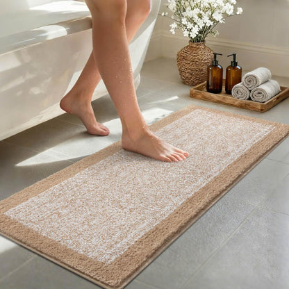 Long 2x4 Ft (48''x24'') Bathroom Rugs, Non Slip Washable Bath Mat Grey