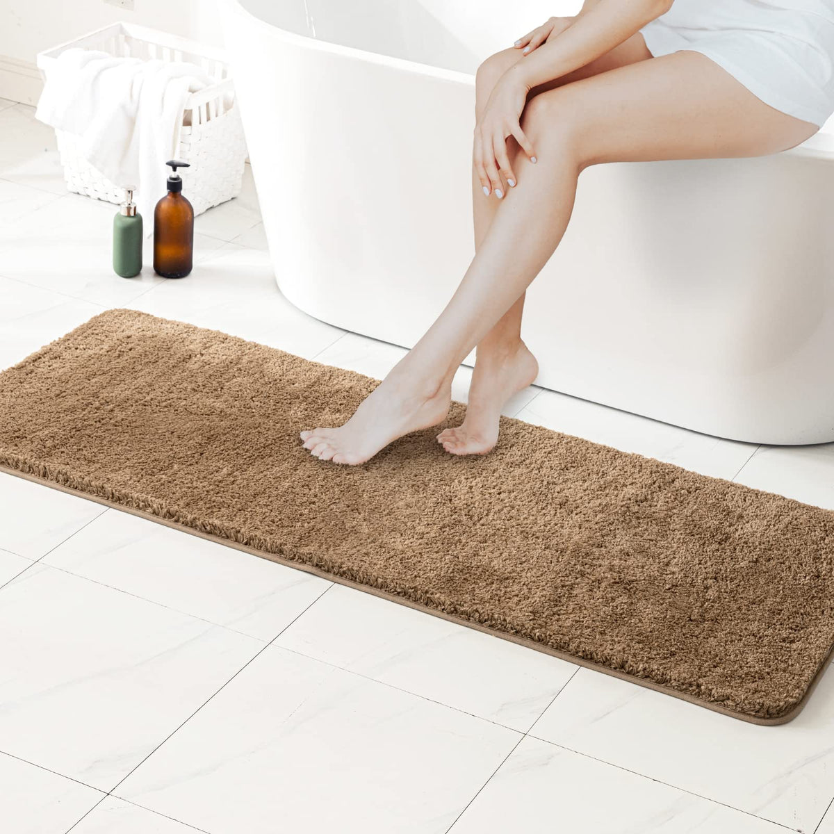 MIULEE Dark Purple Bathroom Rugs Soft Small Microfiber Bath Mat 16x24 Inch
