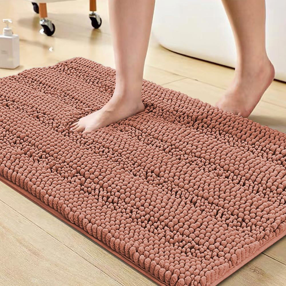 Turquoize Bathroom Runner Rug 17"x47", Soft Absorbent Chenille Bath Rug