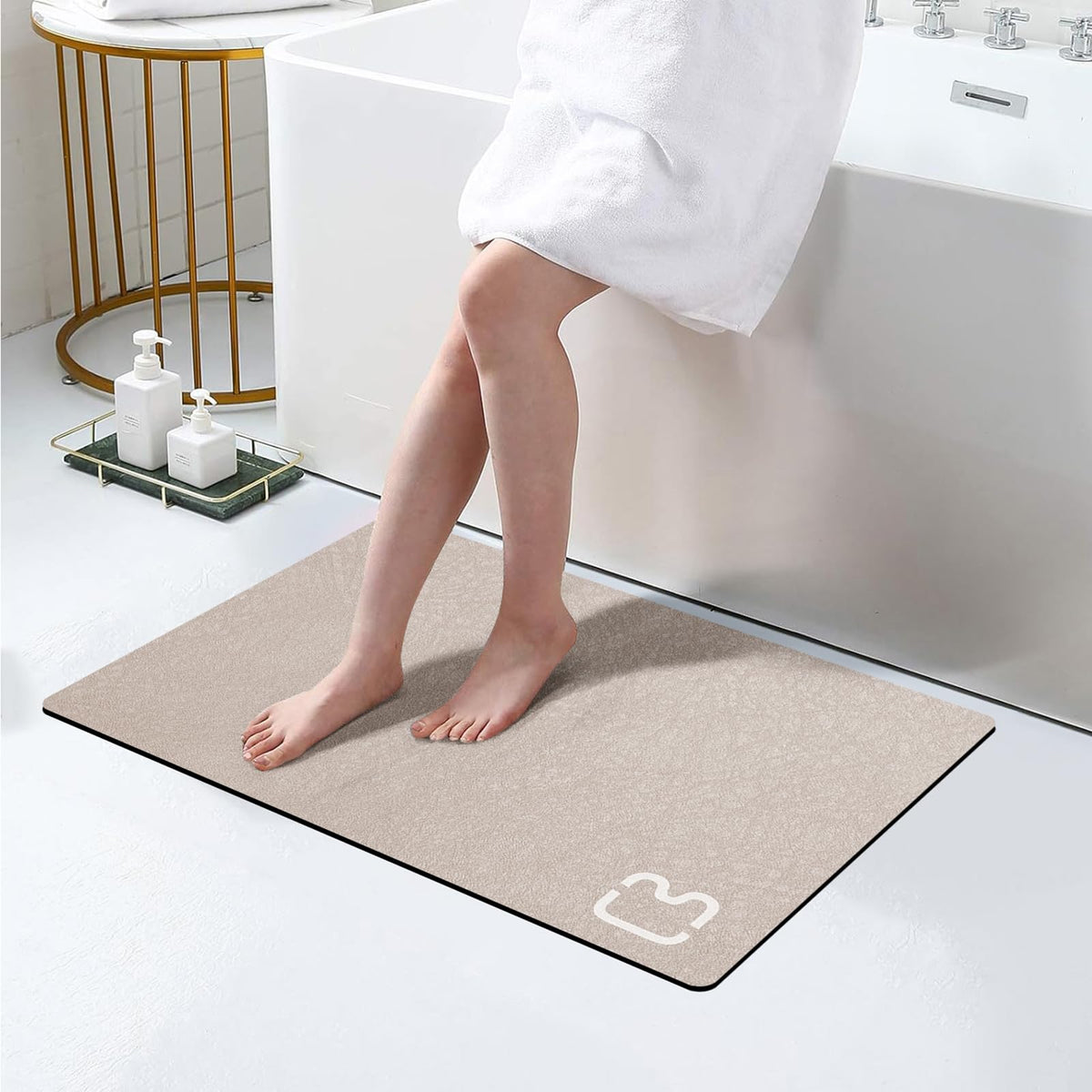 RUERYA Grey Long Bathroom Rugs Large Stone Bath Mats for Bathroom,15.7"x47"