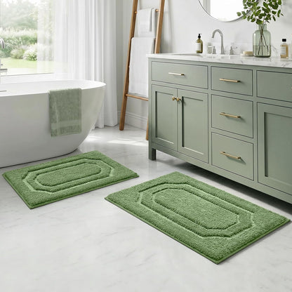 HOMEIDEAS Bathroom Rugs Sets 2 Piece Sage Green 16 * 24+20 * 32"
