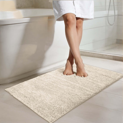 VOOVA & MOVAS Striped Bathroom Rug, 24x17, Microfiber, Aqua Beige Gray