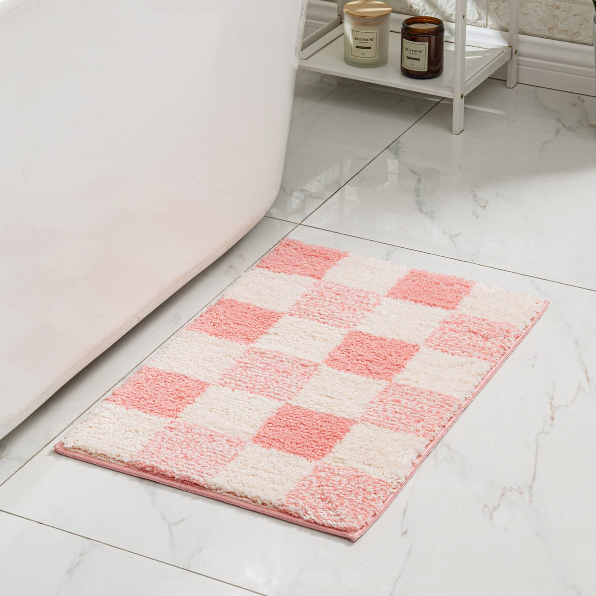 CozeCube Navy Blue Bath Mat 24"x16" Non Slip Washable Rug