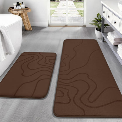 YIHOUSE Memory Foam Bathroom Rugs Sets 2 Piece, 32"x20"+24"x17", Dark Grey