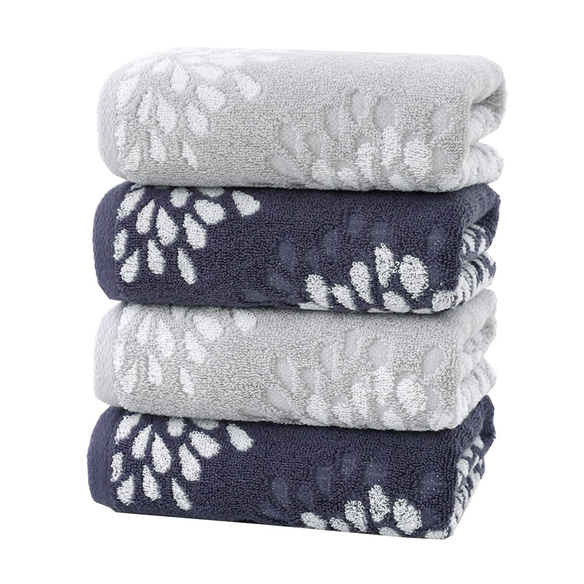 Pidada Hydrangea Floral Cotton Hand Towels Set of 4