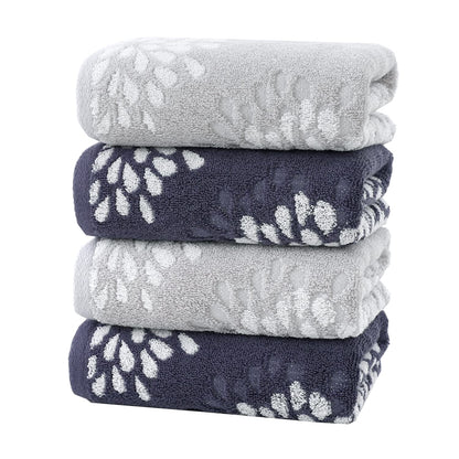 Pidada Hydrangea Floral Cotton Hand Towels Set of 4