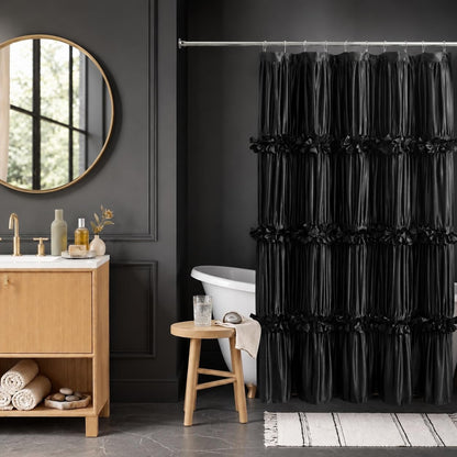 Homechoice Decor Peach Ruffle Shower Curtain for Master Bathroom
