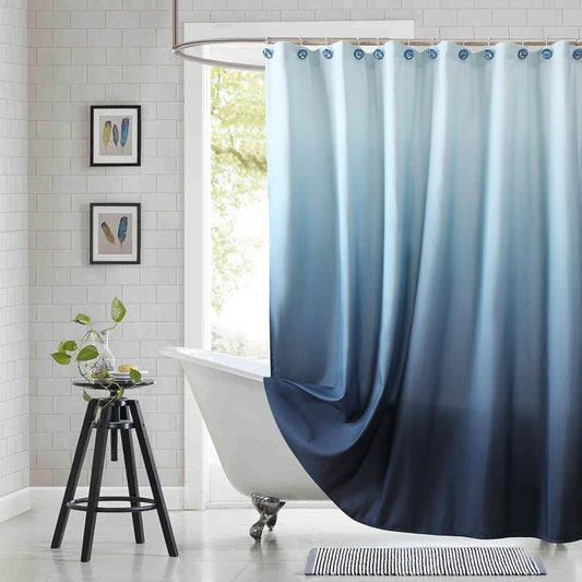 Fabric Shower Curtain, Blue Shower Curtain, Plolyester Ombre Shower Curtains for Bathroom, Modern Decorative Bathroom Curtains, 72" W x 72" H