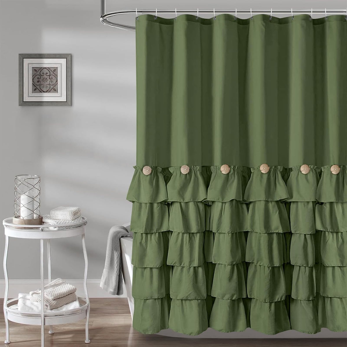 Seasonwood Black Ruffle Shower Curtain Farmhouse Shower Curtain 72 X 72
