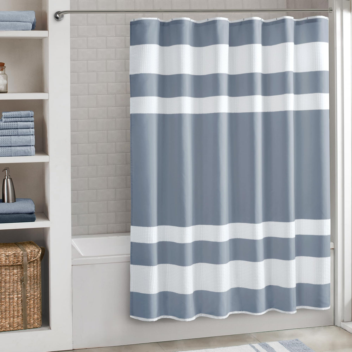 Madison Park Arbor Waffle Shower Curtain for Bathroom, 72 x 72, Beige