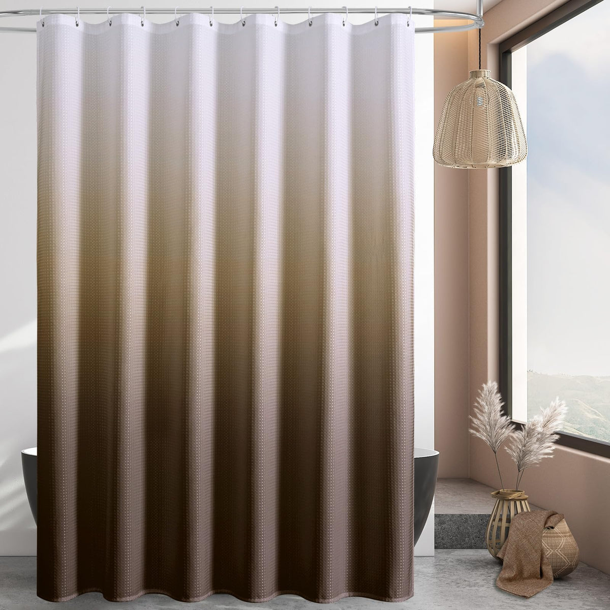 Sage Green Luxury Heavyweight Textured Fabric Shower Curtain Hotel,72x72