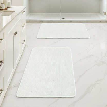 MIULEE Bathroom Rugs Set 2 Pieces, Thin Bath Mats Beige 17"x27"+20"x32"
