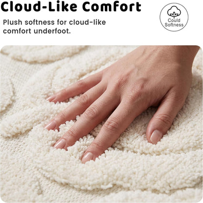 Luxury Fall Autumn Beige Cream Pumpkin Bathroom Mat, 17"x25" Extra Soft and Absorbent Microfiber Bath Rug, Non-Slip TPR Back, Plush Shaggy Bath Carpet for Floor