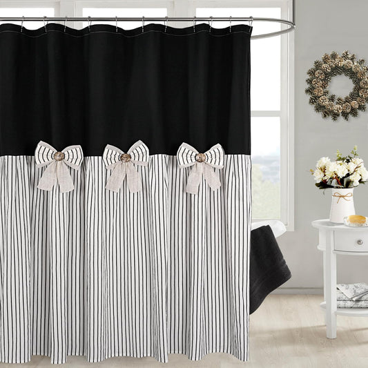 DOSLY IDÉES Farmhouse Black Shower Curtain, 72x72 inch