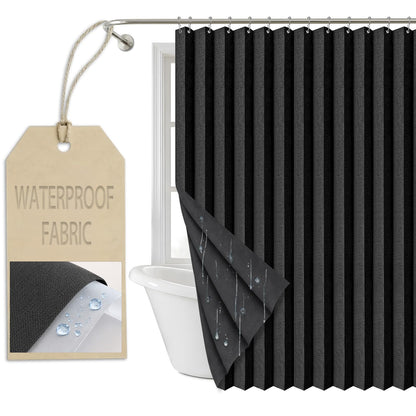AJAZZ Magnetic Folding Shower Curtains Fabric Polyester Material Waterproof Shower Curtain Suitable for Family Hotel Homestay (Black,77" W x 72" L) 1 Panel