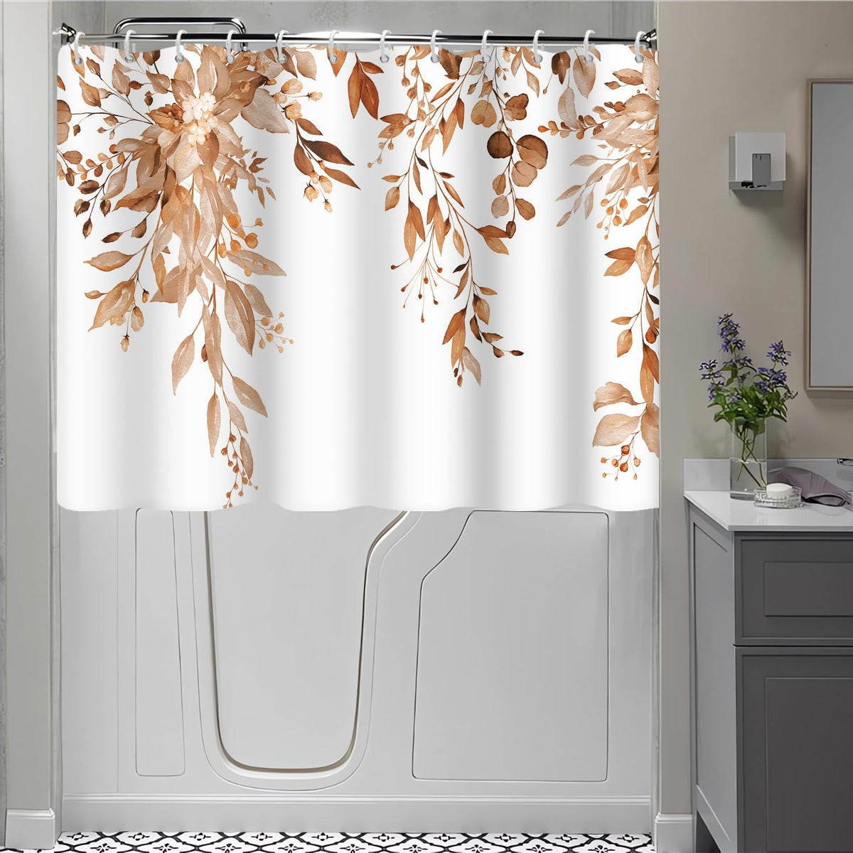 Blue and Green Eucalyptus Shower Window Curtain 40x36 Inch