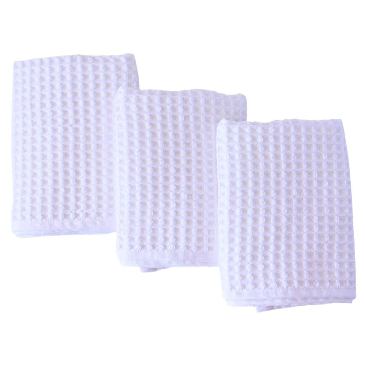 PÜSKÜL Natural 100% Turkish Cotton Waffle Hand and Kitchen Towels Set of 3