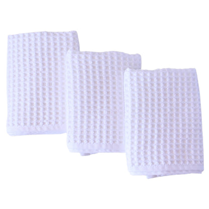 PÜSKÜL Natural 100% Turkish Cotton Waffle Hand and Kitchen Towels Set of 3