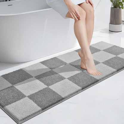 PURRUGS Bathroom Rug Non-Slip Machine Washable 24" x 36", Super Absorbent and Quick-Dry Bath Mat, Extra Soft and Plush Bath Rug for Shower, Bathtub and Sink, Grayish Brown & Coffee
