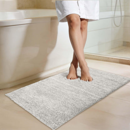 VOOVA & MOVAS Striped Bathroom Rug, 24x17, Microfiber, Aqua Beige Gray