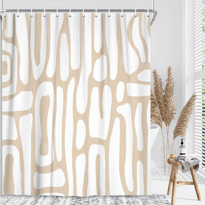 Bondjos Abstract Sage Green Shower Curtain,Boho Modern Geometric Line Art Decor,Abstract Minimalist Farmhouse Style Shower Curtain for Bathroom，Waterproof Polyester Fabric Bathroom Curtain,72x72 Inch