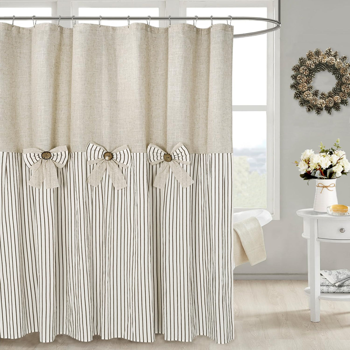 DOSLY IDÉES Farmhouse Black Shower Curtain, 72x72 inch