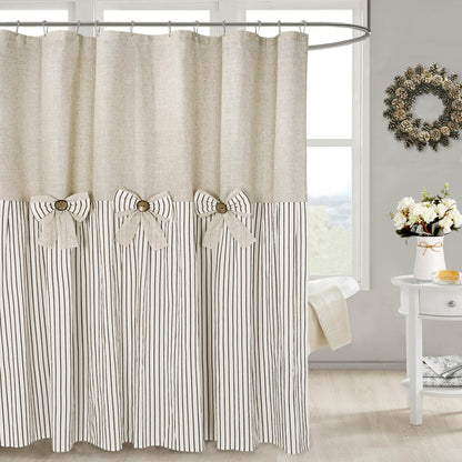 DOSLY IDÉES Farmhouse Black Shower Curtain, 72x72 inch