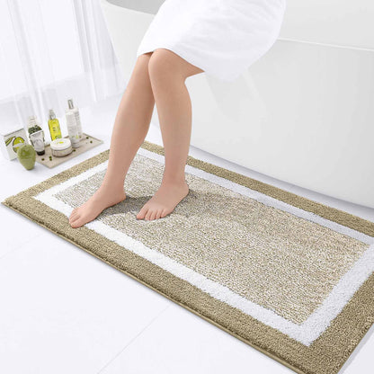 OLANLY Small Bathroom Rugs 24x16, Soft Absorbent Microfiber Bath Rugs, Grey