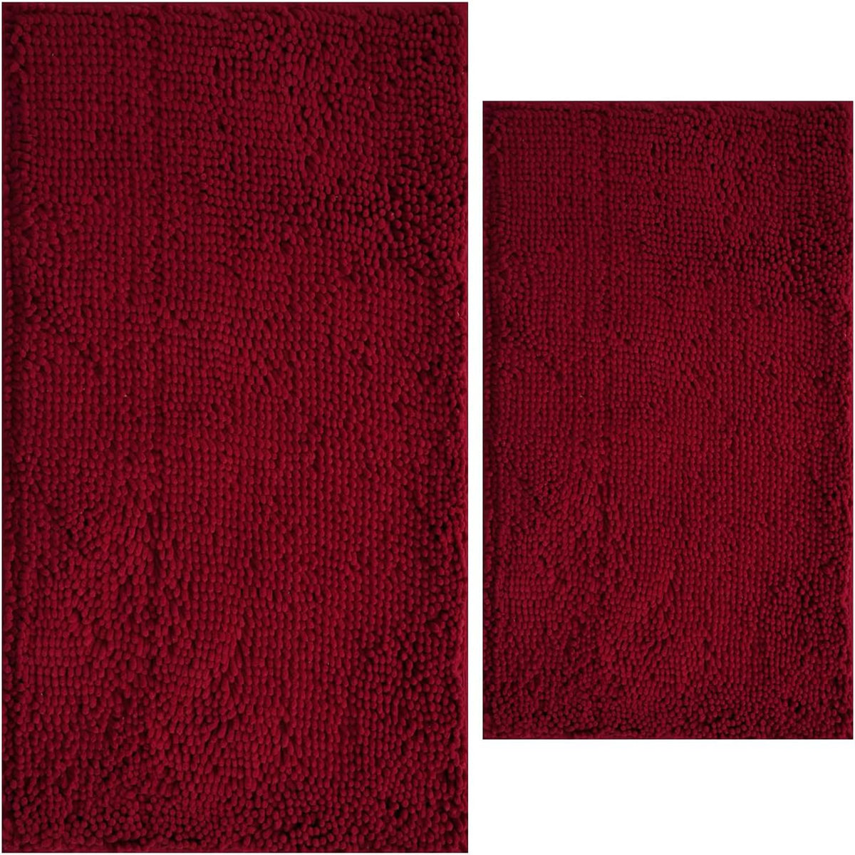 Bathroom Rugs Sets 2 Piece,Super Absorbent Soft,Thick,Machine Washable Chenille Bath Mat,Non Slip Toilet Floor Rug,Bath Mats for Bathroom,20x32 Plus 20x20 U Shape,Light Grey